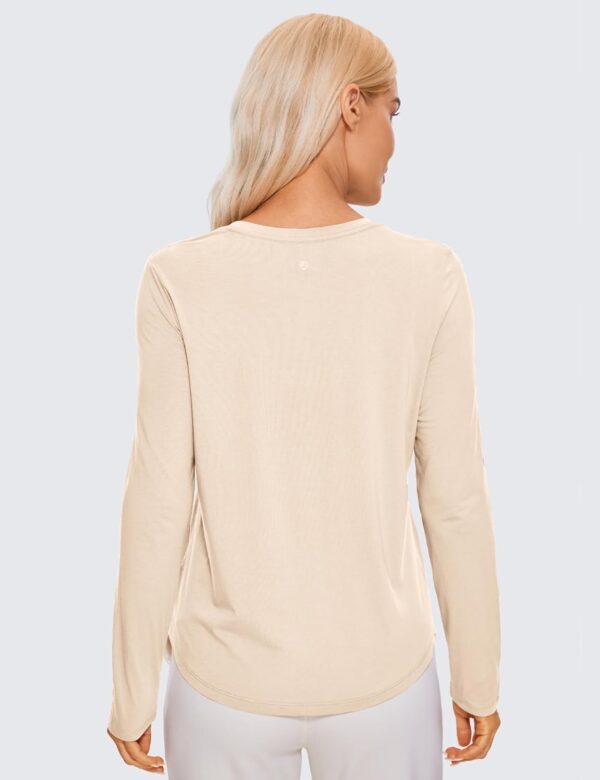 CRZ YOGA Pima Cotton Workout Long Sleeve Shirts for Women Athletic Crewneck Yoga Casual Tops Plain T-Shirt