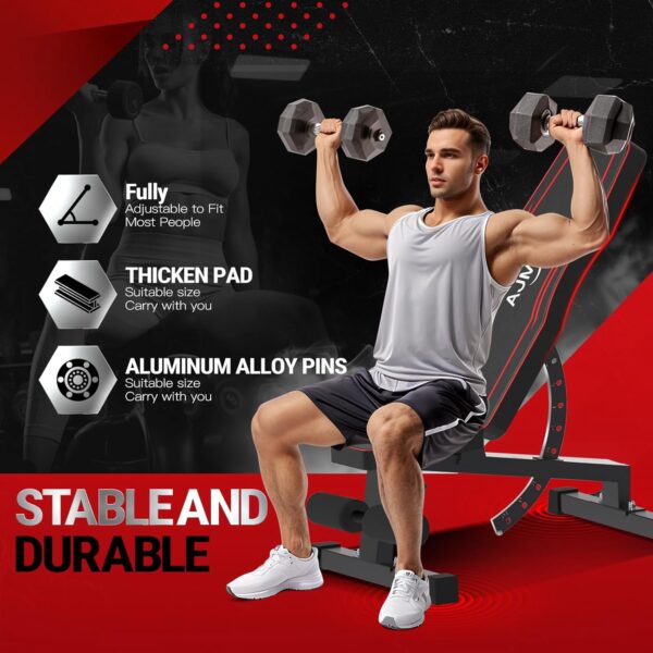Weight Bench,Adjustable Workout Bench for Home Gym with 1200 LBS,Adjustable Back and Seat Exercise Incline for Full-Body Strength Training