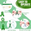 Hanaive 150 Pcs Mental Health Awareness Ribbons Green Satin Fabric Ribbons with Safety Pins Mental Health Awareness Items for Charity Public Social Event Welfare Supplies