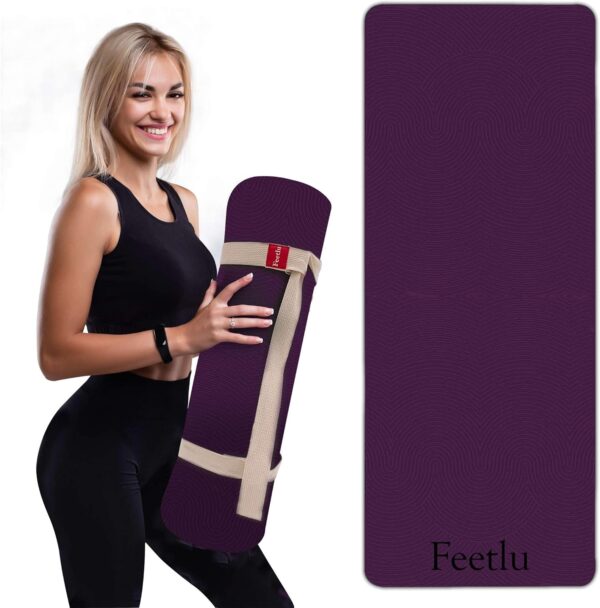 Yoga Mat with Strap – 10mm & 12mm Thick Yoga Mat, Non-Skid Dual Surface Workout Mat, Eco-Friendly POE Yoga Mats for Women Men Kids, Perfect Exercise Mat for Pilates, Yoga, and Floor Workouts, Includes Carrying Strap.
