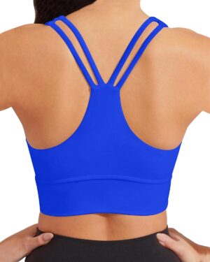XUNYU Longline Sports Bra for Women Y Back Workout Tank Tops with Built in Bras Supportive Yoga Padded Crop Top