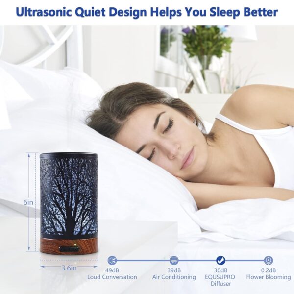 EQUSUPRO Essential Oil Diffuser 150ml Metal Aromatherapy Oil Diffuser Ultrasonic Cool Mist Diffuser with Auto Shut-Off Protection,7 Colors Changed LED for Home Office SPA Yoga