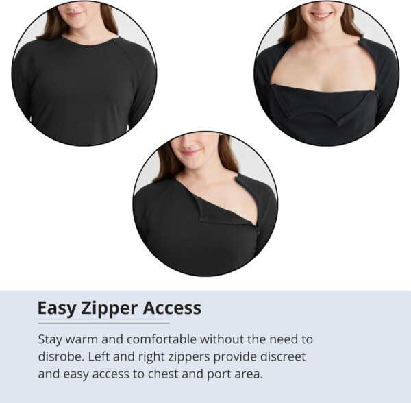 Care+Wear Women’s Long-Sleeve Chest Port Access Shirt – Women’s Long-Sleeve Shirt with Port Access for Central Line