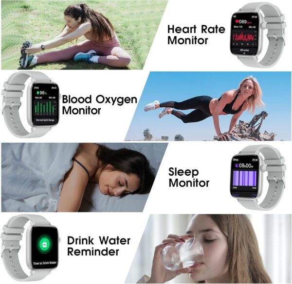 Smart Watch for iPhone/Android Phones (Answer/Make Calls) - 1.9" HD Screen Fitness Tracker : Heart Rate/Sleep Monitor/Pedometer/Calories, Multiple Sports Modes, Waterproof SmartWatch for Men Women