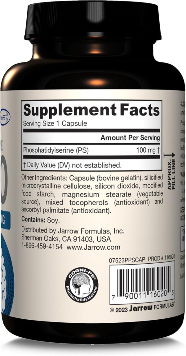 Jarrow Formulas PS100 Phosphatidylserine 100 mg, Dietary Supplement for Brain Health and Cognition Support, 120 Capsules, 40-120 Day Supply, Pack of 12