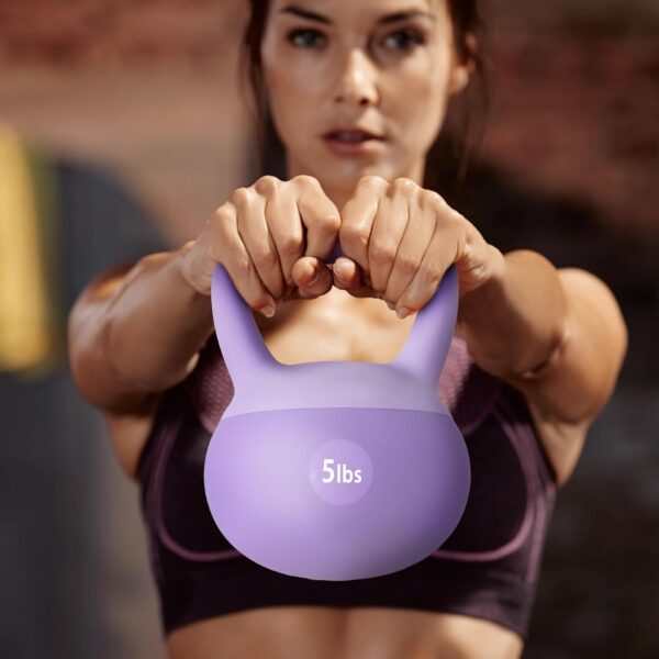 soges PVC One-Piece Kettlebell with Wide Handles, Strength Training Kettlebells 5lb to 35lb Optional for Women of Different Levels, Iron Sand Filled Soft Kettlebell
