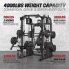 Commercial Smithmachine with Smithe Bar, Home Gym Station with Dual Weight Stacks, 4000LBS Power Cage Squat Rack with Lever Arm, Leg Press, LAT Pull Down, Cable Crossover for Full Body Training