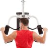 Marcy Home Gym Workout Station with Curl Pad, Lat Pulldown, Leg Developer & Weights, White