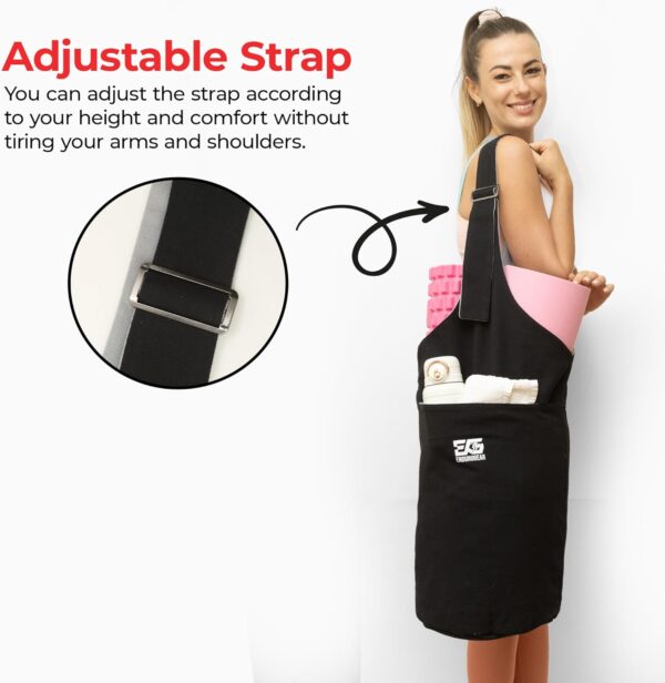 Yoga Mat Bag, Durable Canvas Yoga Mat Carrier Bag with Adjustable Strap & Inside Zipper Pocket, Large Capacity Yoga Bag for Gym, Pilates, Beach, Travel, and Everyday Use