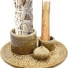 Palo Santo Holder - 4 in 1 Incense & Candle Holder - Ceramic Incense Holder Ash Catcher Tray for Meditation Room - Easy to Clean (Brown White)