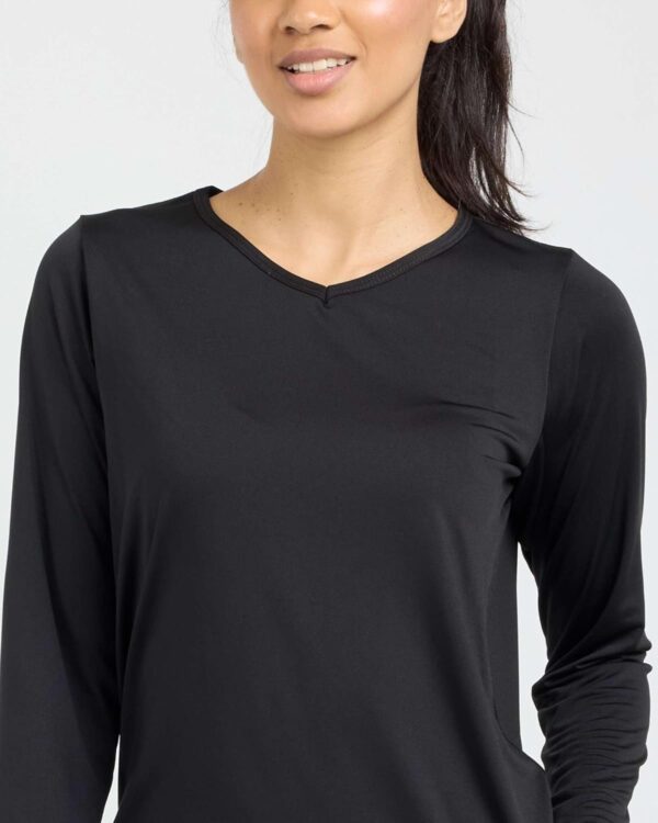 Real Essentials 4-Pack: Women's Dry-Fit Long-Sleeve V-Neck Athletic Workout Shirt (Available in Plus Size)