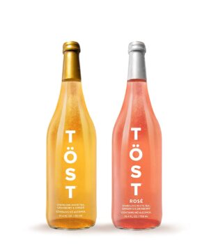 TOST + TOST ROSE All-Natural Alcohol-Free Sparkling Beverage, 25.4 Fl Oz (Combo pack of 12)