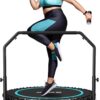 BCAN 450/550 LBS Foldable Mini Trampoline, 40"/48" Fitness Trampoline with Bungees, U Shape Adjustable Foam Handle, Stable & Quiet Exercise Rebounder for Adults Indoor/Outdoor Workout