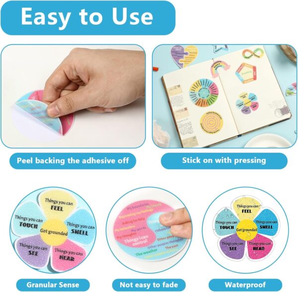 96 Pcs Breath Calm Anxiety Sensory Stickers Reusable Mindfulness Stickers Calming Strips Adhesive Sensory Strips for School Office Classroom Desk Adults Teens Counselor Tension Fidget Supplies
