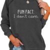 EADINVE "FUN FACT: I don't care Letter Print Women's Crewneck Sweatshirt Raglan Long Sleeve Casual Pullover Tops
