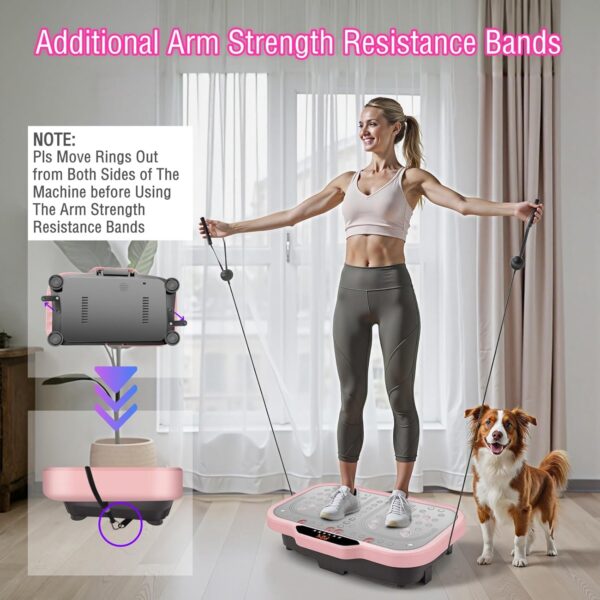 Vibration Plate Exercise Machine, Vibrate Fitness Platform for Weight Loss 120 Speeds Whole Body Workout Equipment with Resistance Bands Handles for Women Men Home Sport Gym