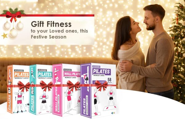 Wall Pilates Workouts For Women - 58 Exercise Cards with Wall Pilates Workout Postures, Instructions & Breathing Tips | Free Ring & Dry-Erase Marker to Create a Customize Wall Pilates Exercise Chart