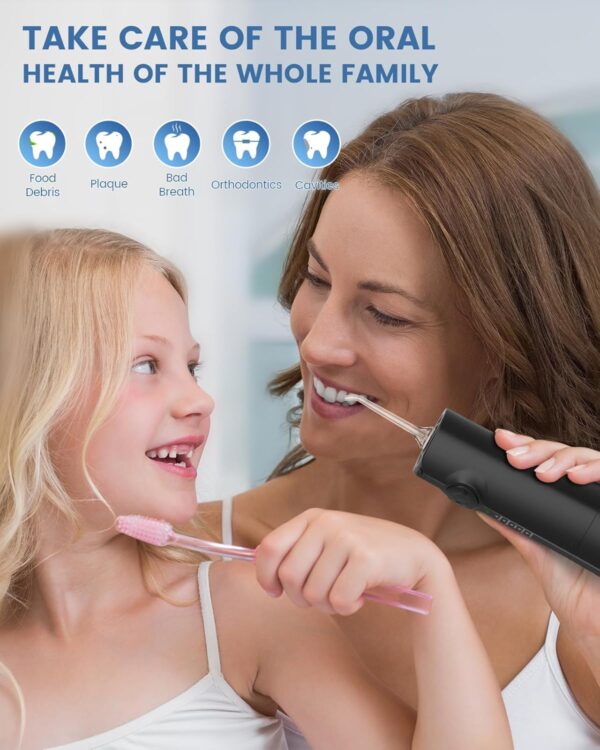 Water Flosser Teeth Pick: 9 Jet Tips Cordless Oral Irrigator with 300ML, 5 Modes Portable Power Dental Flossers, IPX7 Waterproof Rechargeable Electric Waterflosser Machine for Home Travel, Black