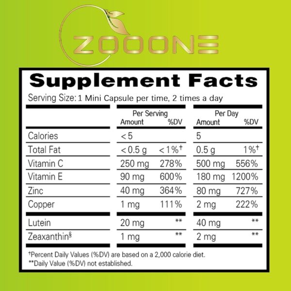 zooone- Lutein Eye Vitamins Supplement for Macular Health and Dry Eye, Contains Lutein, Zinc, Vitamins C/E & Zeaxanthin to Support Eye Health, 90 Tablets