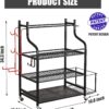Mythinglogic Yoga Mat Storage Racks,Home Gym Storage Rack for Dumbbells Kettlebells Foam Roller, Yoga Strap and Resistance Bands, Workout Equipment Storage Organizer With Hooks and Wheels