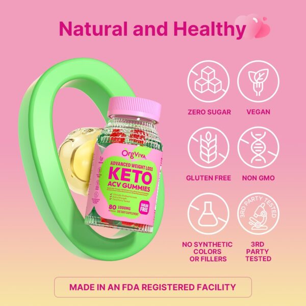 Keto Acv Gummies for Advanced Weight Loss, Apple Cider Vinegar Supplement with B12 - Gluten-Free, Vegan, Boost Metabolism and Energy, Support Digestive Health