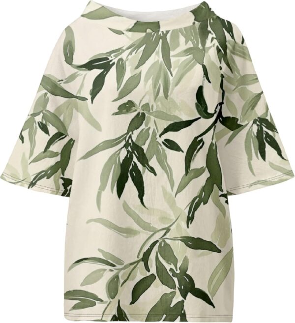 Linen Shirt for Women Crew Neck 3/4 Sleeve Tunic Blouses Casual Loose Fall T-Shirt Tops for Ladies Summer S-5XL