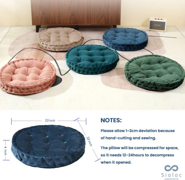 Sioloc Round Floor Pillows,Seating Cushion Floor Pillow Seating for Adults & Kids Bedroom,Thick Meditation Pillows Floor Cushion for Chair Sofa Yoga(Navy,23''X23'')