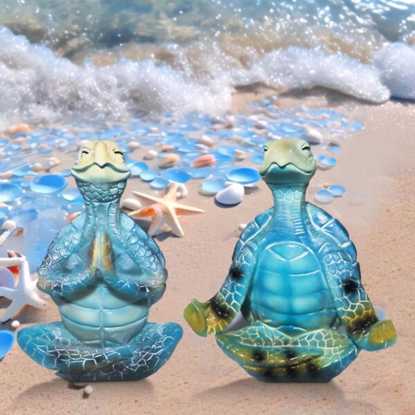 Turtle Figurines Home Decor Yoga Skeleton Meditation Accessories Resin Statue Sea Turtle Gifts for Women Bathroom Ocean Beach Theme Decor Zen Buddha Animal Sculptures Room Table Decorations