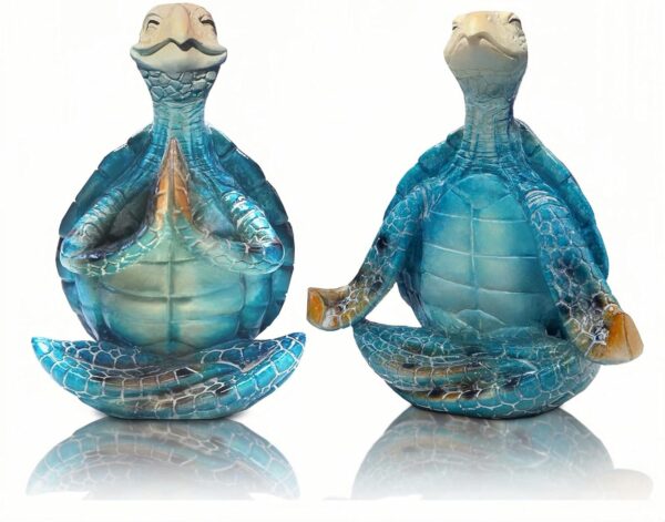 Turtle Figurines Home Decor Yoga Skeleton Meditation Accessories Resin Statue Sea Turtle Gifts for Women Bathroom Ocean Beach Theme Decor Zen Buddha Animal Sculptures Room Table Decorations