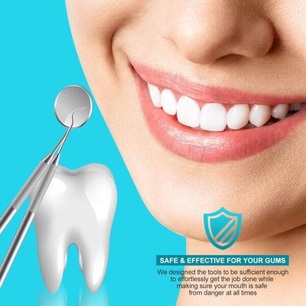 Dental Tools, 6 Pack Teeth Cleaning Tools Stainless Steel Dental Scraper, Pick Hygiene Set with Mouth Mirror, Tweezer for Dentist, Personal Using, Pets - Teeth Cleaning Kit - Dental Cleaning Kit