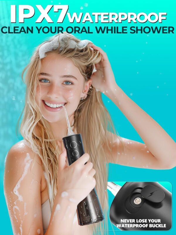 Water Dental Flosser Teeth Pick: Portable Cordless Water Dental Piks 300ML Rechargeable Picks Pik IPX7 Waterproof Oral Irrigator Travel Flossers Teeth Cleaning Gum Care Deep Flossing for Home Shower