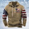 ZOCAVIA American Flag Hoodies for Men USA Graphic Hooded Sweatshirts Drawstring Western Ethnic Boys Pullover Tops