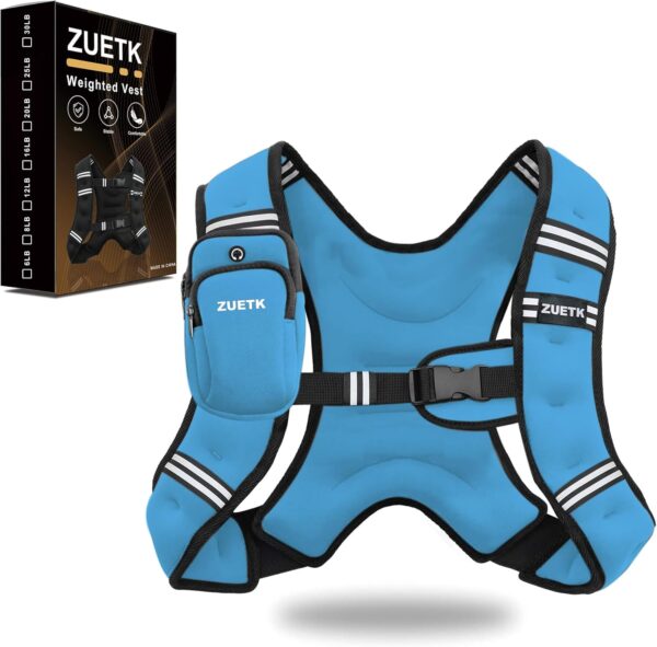 Weighted Vest, 6lb/8lb/12lb/16lb/20lb/25lb/30lb Weight Vest with Reflective Stripe, Weighted Vest for Men Women Workout Equipment for Strength Training, Running, Jogging, Fitness, Weight Loss