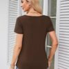 Amoretu Womens Scoop Neck Tshirt Short Sleeve Shirts Swing Tunic Tops Loose Fit
