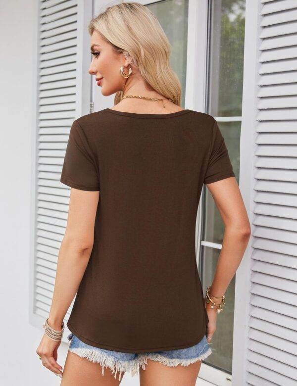 Amoretu Womens Scoop Neck Tshirt Short Sleeve Shirts Swing Tunic Tops Loose Fit