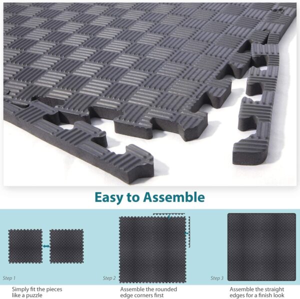 Gym Flooring Puzzle Exercise Mats: Sportneer 1/2" Thick 12" x 12" Interlocking Floor Mats EVA Foam Exercise Tiles for Home Gym Fitness Equipments with Border Waterproof Workout Anti-Slip Mat 12 Sqft/17.4 Sqft