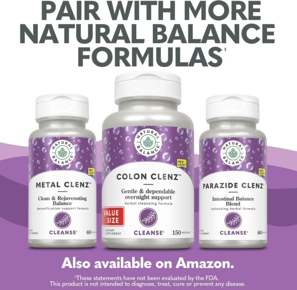 Natural Balance Colon Clenz | Herbal Colon Cleanse & Detox Supplement | Gentle & Dependable Overnight Formula (150 CT)