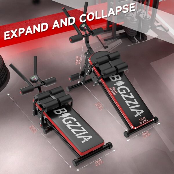 Bigzzia Ab Machine, Ab Workout Equipment Machine for Stomach Workout Foldable Abdominal Trainer for Home Gym Adjustable Ab Exercise Bench Crunch Machine for Core Abdomen