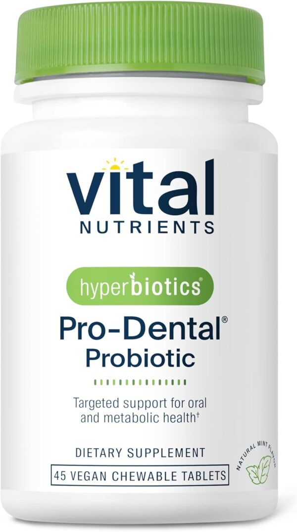 Hyperbiotics Vital Nutrients Pro Dental Probiotic | Clinically Studied BLIS K12 and M18 | Oral Probiotics for Bad Breath Treatment for Adults | Oral Health for Teeth and Gums | 45 Mint Tablets