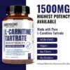 Premium L-Carnitine Tartrate Supplement - 1500mg - Utilize Fat for Energy with Tartrate, Lean Muscle Gain, Boost Natural Energy, Support Metabolism & Fatigue - 120 Non-GMO Pure L Carnitine Capsules