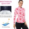 WOWENY Women's Long Sleeve Athletic Shirts Quarter Zip Pullover Collared T-Shirt Workout Print Tennis Top