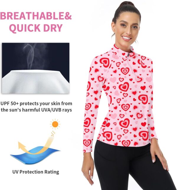 WOWENY Women's Long Sleeve Athletic Shirts Quarter Zip Pullover Collared T-Shirt Workout Print Tennis Top
