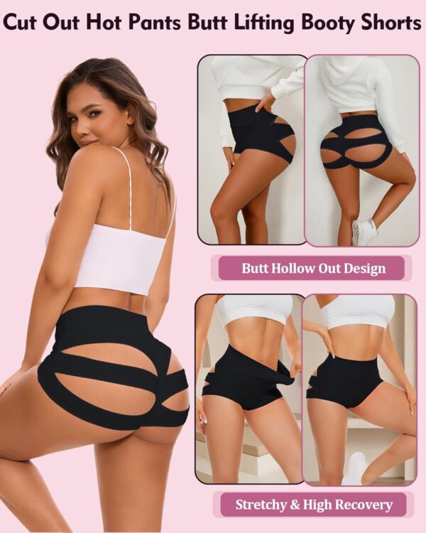 Scrunch Booty Shorts for Women V Back High Waisted Yoga Shorts Cut Out Rave Bottoms Butt Lifting Short Mini Hot Pants