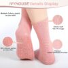 Pilates Yoga Socks with Grips for Women - Crew Length Ballet Barre Socks - Sticky Workout Hospital Socks