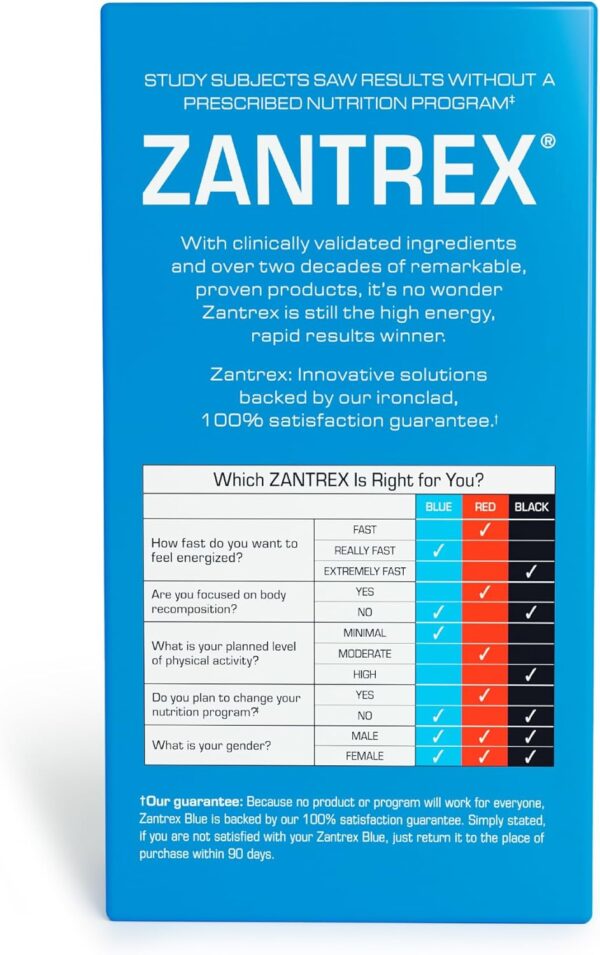 Zantrex Blue - Increase Energy, Boost Metabolism, Curb Cravings - 300MG Natural Caffeine - Yerba Mate, Damiana, and Guarana, 60 Count