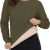 MAGCOMSEN Women's Sherpa Lined Sweatshirts Thermal Casual Crewneck Fleece Pullover Winter Warm Thick Long Sleeve Tops