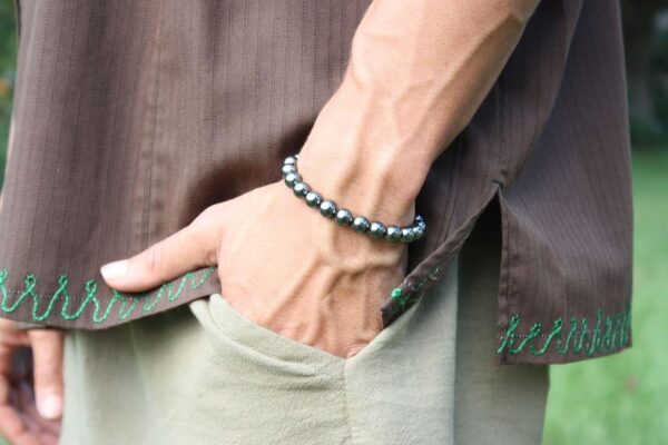 Gemstone Hematite Healing Crystal Bracelet Men's Bracelet for Grounding, Balance, Root Chakra Jewelry For Women Feng Shui Positive Energy