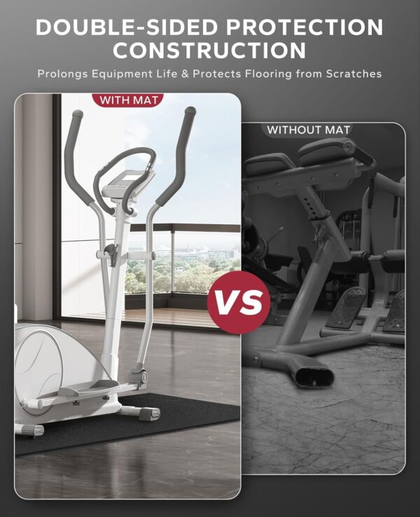 71JBDrwybKL._AC_SL1500_.jpg HAPBEAR 2.5x5/3x6/3x7ft Exercise Equipment Mat, Treadmill, Elliptical, Rowing Machine, Peloton Bike Mat for Hardwood Floors, Carpet - Weight Bench Pad Fitness Gym Equipment Mat