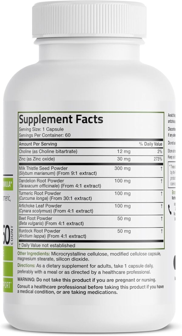 Bronson Liver Detox Advanced Detox & Cleansing Formula Supports Health Liver Function with Milk Thistle, Dandelion Root, Turmeric, Artichoke Leaf & More, Non-GMO, 60 Vegetarian Capsules