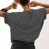 Women's Oversized Crop Tops Roll Hem Half Sleeve T-Shirts Drop Shoulder Casual Summer Tops